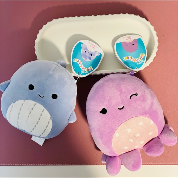 Bundle 5” Inch Samir Whale And Violet Heart Octopus Squishmallows Squishmallow - Picture 2 of 2